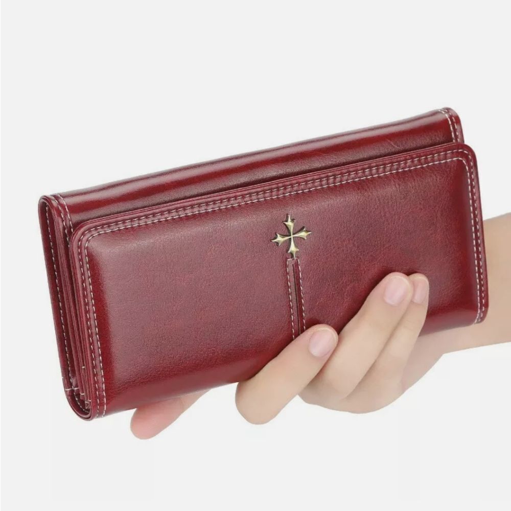 Red Long Women Clutch PU Leather Wallet Card Holder Purse Phone Handbag Case